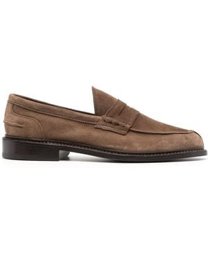 Tricker's Penny-Slot Calf-Suede Loafers - Brown
