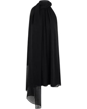 CAYET Mia Asymmetric Draped Mini Dress - Black