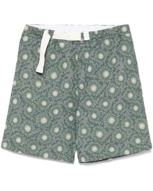 Emporio Armani Bermuda Con Ricami A Fiori - Verde