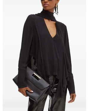 Silvian Heach High-Neck Ruffled Top - Black