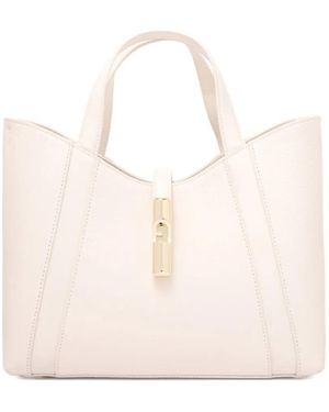 Furla Goccia Curved-Top Clasp Tote Bag - Natural