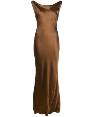 Norma Kamali Maria Satin-Finish Gown - Brown