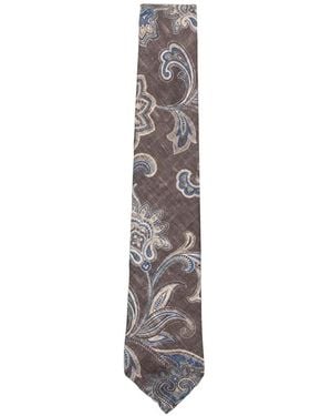 Dell'Oglio Martin Paisley-Pattern Slub Tie - White