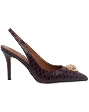 Kurt Geiger Belgravia Snake-Print Slingback Court Shoes - Brown