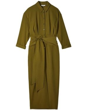 Patrizia Pepe Belted Shirt Midi Dress - Green
