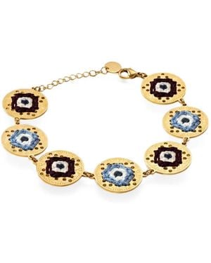 L'EIGHT STUDIO Embroidered Openwork Medallion Bracelet - Metallic