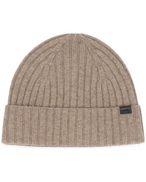 BOSS Ribbed-Knit Beanie Hat - Brown