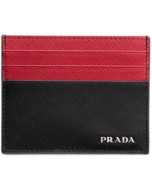 Prada Logo-Plaque Card Holder - Red