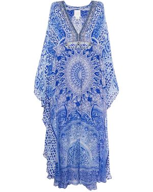 CAMILLA Graphic-print maxi dress - Blau