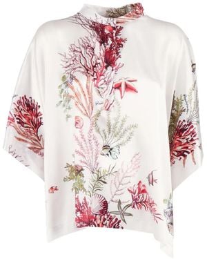 Shirtaporter Coral-print silk blouse - Rosa