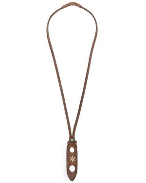Eraldo Embroidered Leather Eyewear Necklace - White
