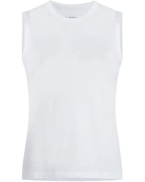 Another Tomorrow Sleeveless Crew-Neck Tank Top - White