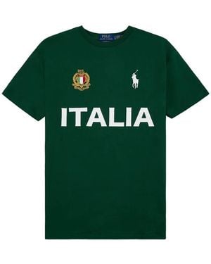 Polo Ralph Lauren Logo-Print Crest-Patch T-Shirt - Green