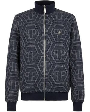 Philipp Plein Jacquard monogram jacket - Azul