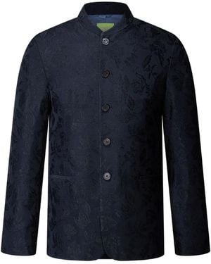 Shanghai Tang Tang Floral-Jacquard Jacket - Blue