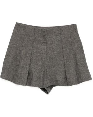 Sandro Houndstooth-Pattern Pleated Shorts - Gray