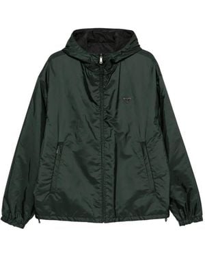 Prada Chaqueta Con Capucha Y Placa Del Logo - Verde