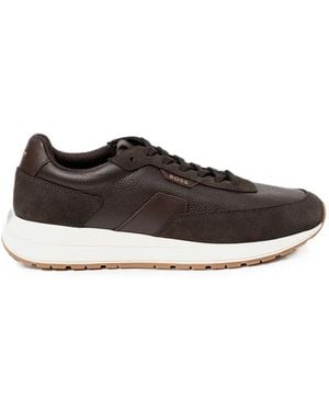 BOSS Logo-Plaque Paneled Sneakers - White