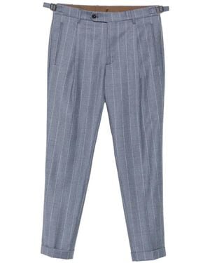 Berwich Retro Pinstriped Pleated Trousers - Blue