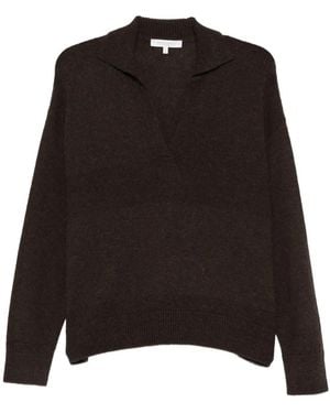 Antonelli V-Neck Collared Jumper - Black