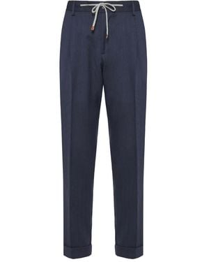 Barba Napoli Pleated drawstring trousers - Blau