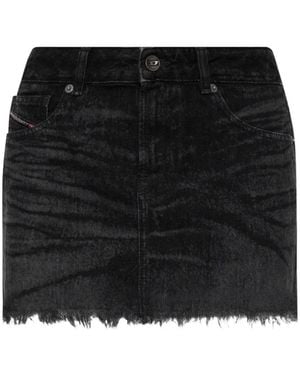 DIESEL Faded Frayed-Hem Midi Skirt - Black