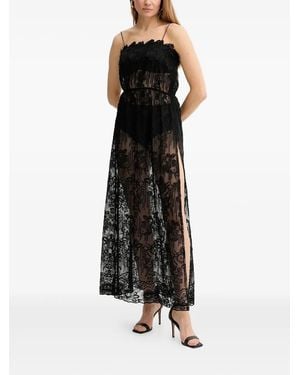 オールインワン・サロペット Ermanno Scervino Flowing Gradient Dress With Lace Detailing Ermanno Scervino Lace-Detailing Maxi Dress in Blue | Lyst