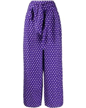 KENZO Abstract Print Palazzo Trousers - Purple