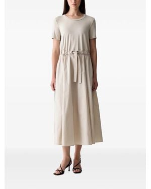 Joseph Ribkoff Maxi Drawstring-Waist Short-Sleeve Dress - Natural