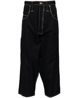 Junya Watanabe Pinstripe Wool Pants - Black