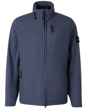 Stone Island Logo-Patch Jacket - Blue