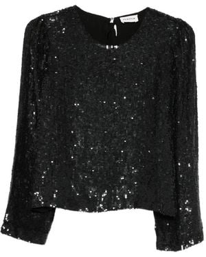 P.A.R.O.S.H. Sequin-Embellished Bow-Detail Blouse - Black