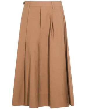 Brunello Cucinelli Jupe Mi-Longue À Design Plissé - Brown