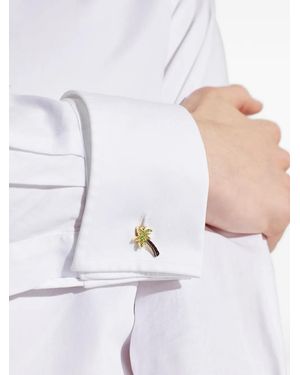 Paul Smith Palm-Tree Crystal-Embellished Cufflinks - White