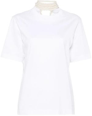 Carven Faux-Pearl-Embellishment T-Shirt - White