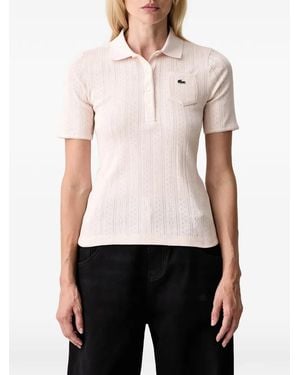 Lacoste Slim Fit Pointelle Knit Polo Shirt - White