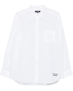Comme des Garçons Logo-Embroidered Chest-Pocket Shirt - White