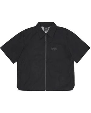 Rains Zip-Up Short-Sleeve Shirt - Black