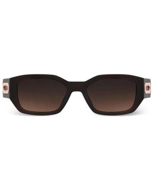 Furla Rectangle-Frame Logo-Plaque Sunglasses - Brown