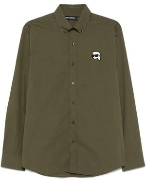 Karl Lagerfeld Embroidered-Logo Shirt - Green