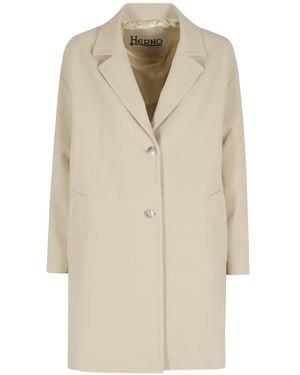 Herno Button-Front Coat - Natural