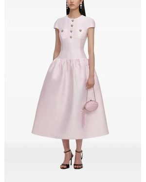 Self-Portrait Taffeta Buttoned Midi Dress - Pink