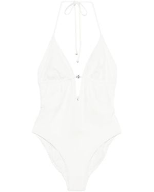 Tory Burch Logo-Detail Swimsuit - White