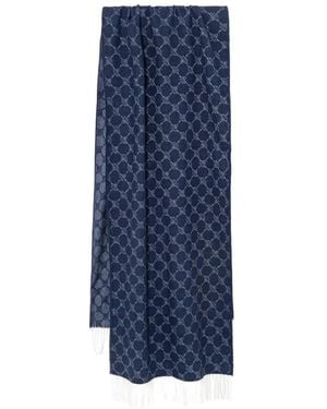 Joop! Gestrickter Fabio Schal Mit Fransensaum - Blau