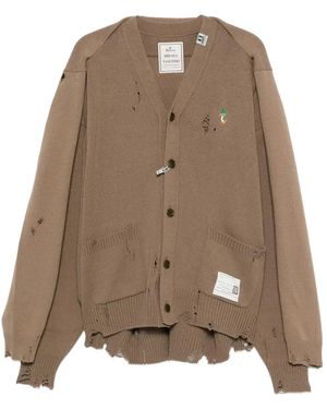 Maison Mihara Yasuhiro Cardigan Im Layering-Look Mit Schal - Braun