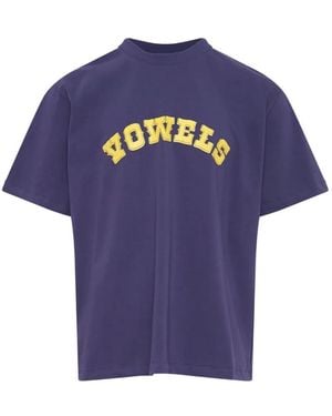 vowels Cowboy Logo-Print Cotton T-Shirt - Blue