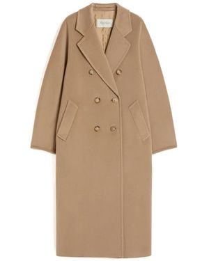 Max Mara Double-Breasted Notch-Lapel Coat - Natural