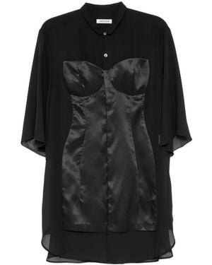 Undercover Bustier-Detail Shirt - Black