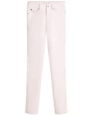 Tommy Hilfiger Jean Droit À Taille Mi-Haute - White