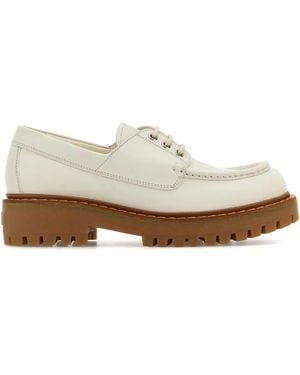 Prada Leather Lace-Up Shoes - White